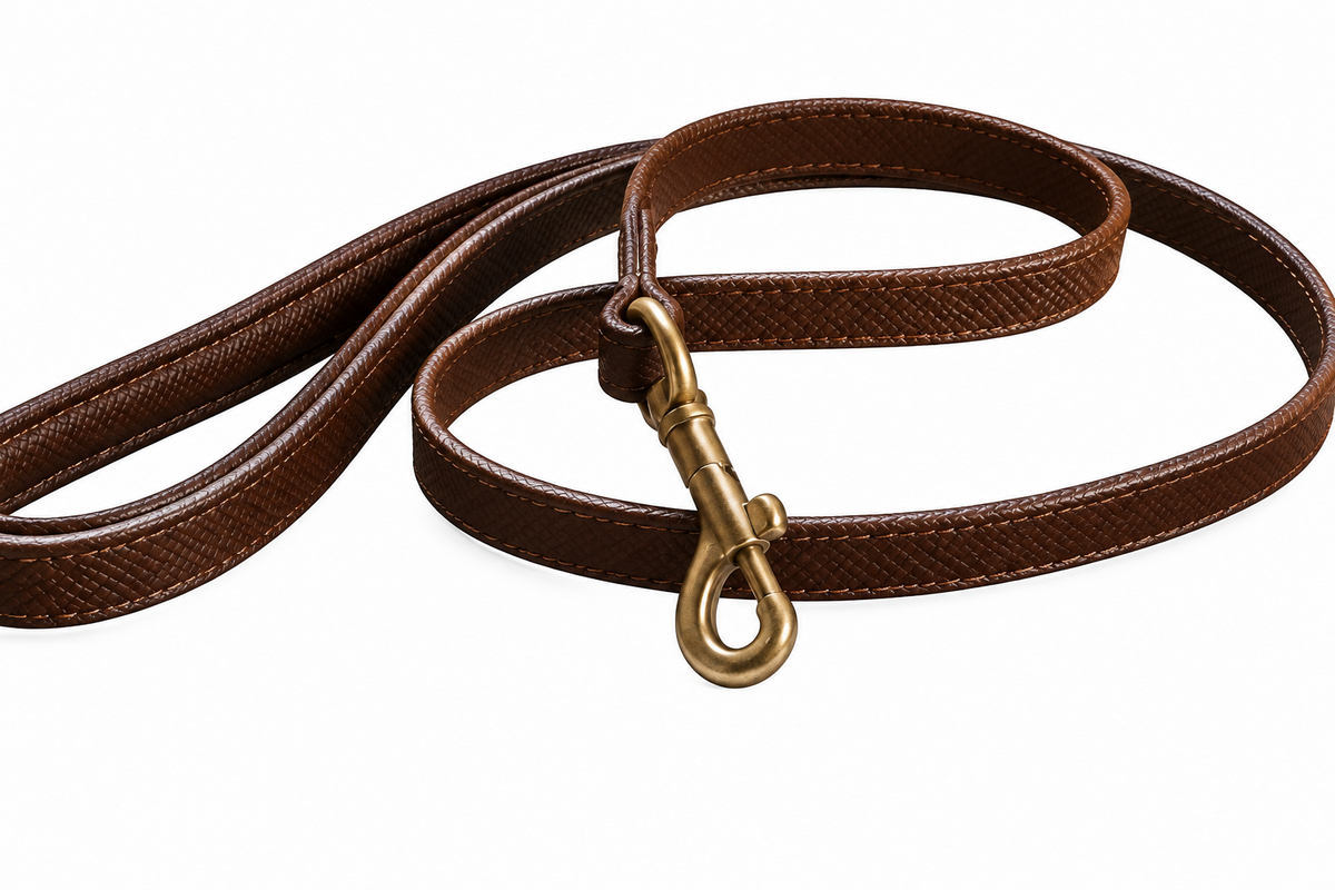 Leather Leash Black & Beige