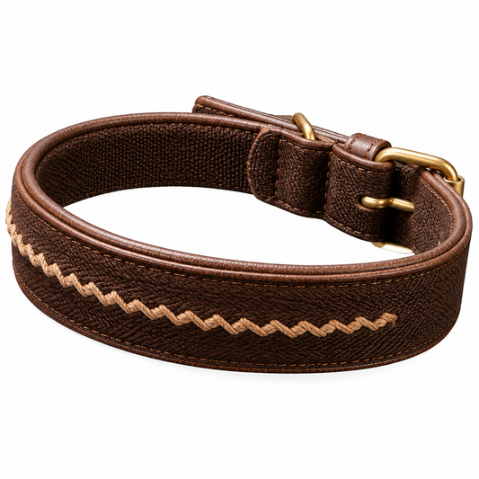 Leather Braided Collar Small Breed & Cats Mocca