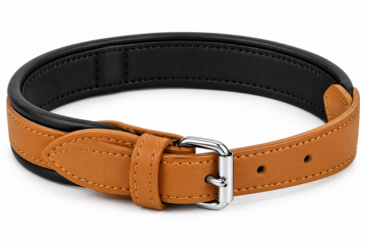 Leather DUAL Collar Small Breed & Cats Camel
